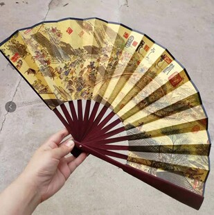 中国风特色礼品物送老外 清明上河图10寸男扇 男士清凉礼品折扇子