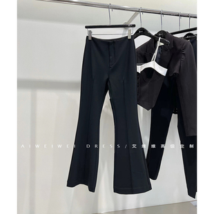 特价捡漏！设计师」挺缝中线 显瘦大长腿果效 喇叭 黑色直筒长裤