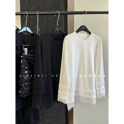 【加绒！重工刺绣蕾丝边】小众设计师 内搭叠穿圆领打底T恤上衣女