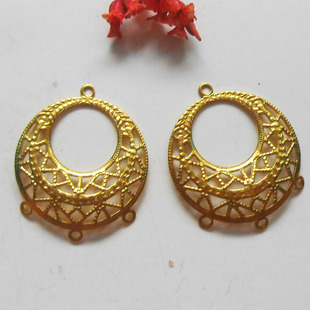 黄铜花片 圆形中空金属片吊饰手工DIY饰品耳环耳饰发簪子吊片配件