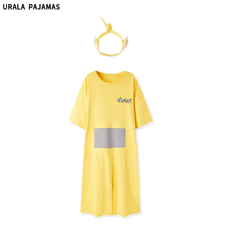 urala pajamas天线宝宝睡裙女夏季纯棉网红睡衣裙可爱少女家居服