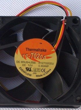 TT 7020 7CM风扇 3线滚珠TT-7020A R127020DU 12V 0.40A 大风量