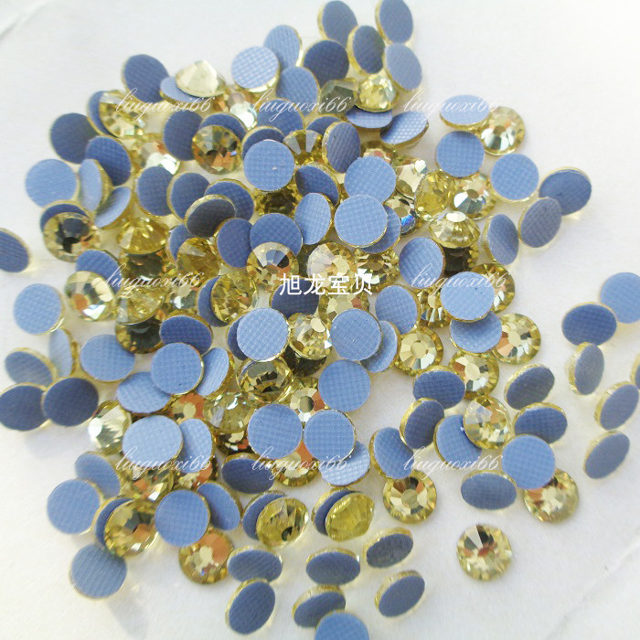 整包特精烫钻浅黄色水晶玻璃钻饰品婚纱礼服镶钻 美甲粘钻 胶底钻