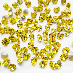 尖底新款捷克柠檬黄 玻璃 散钻 饰品头饰补钻 美甲镶钻 立体水钻