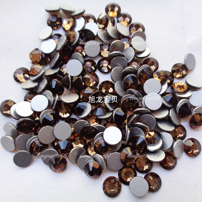 整包烟黄色平底水钻 茶色圆形玻璃钻美甲粘钻饰品补钻 工艺品贴钻