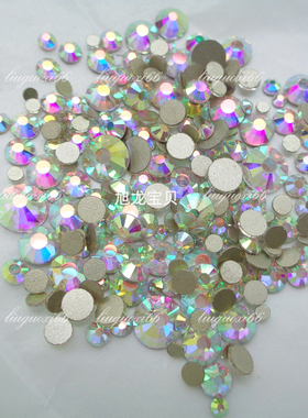 特精平底混钻包 白色 AB白混钻美甲光疗钻新娘甲片镶嵌水钻圆形钻