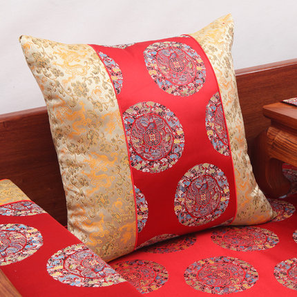 正品中式丝绸红木沙发坐垫套罗汉床防滑垫飘窗垫靠包方枕红木椅坐