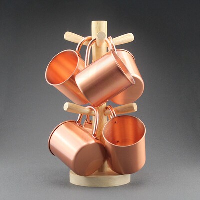 酒术 实木铜杯架Moscow mule莫斯科骡子收纳架吧台酒柜摆件装饰架