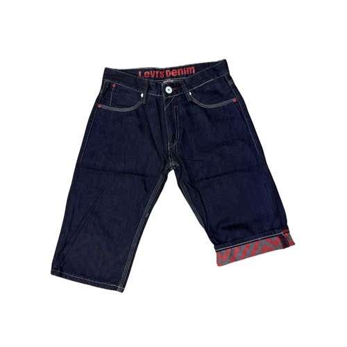 街盟潮店经典老款潮牌523直筒男潮流红牌内裤印花原色牛仔短裤