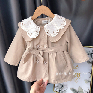 小女孩洋气秋装中长款外套儿童2021新款女童风衣休闲中小童上衣潮