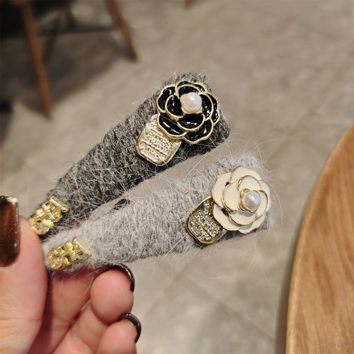 秋冬仿马海毛山茶花BB发夹