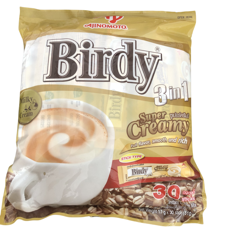进口百帝缅甸泰国特产birdy咖啡3合1速溶小鸟咖啡黄色奶香袋装