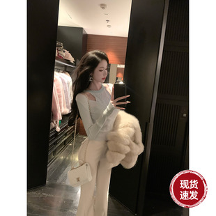 Sun雅乔【艺术系学姐】设计感假两件针织打底上衣女