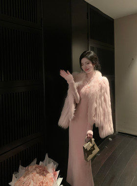 Sun雅乔【伊莎贝拉】冬装高级草草蕾丝拼接“狐狸毛”皮草外套女