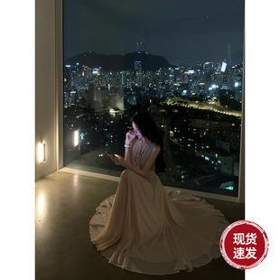 夏季 雅乔 温柔月光 4个版 飘带收腰显瘦雪纺长短大摆连衣裙 长袖