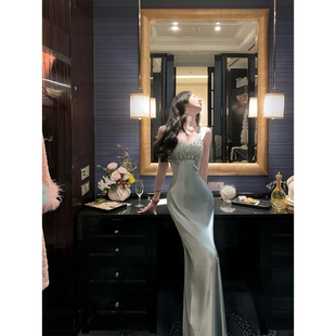 Sun雅乔 重工蕾丝刺绣钉钻连衣裙礼服裙 月光宝石