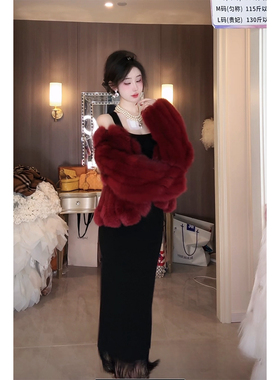 Sun雅乔 大U领流苏摆背心式针织连衣裙