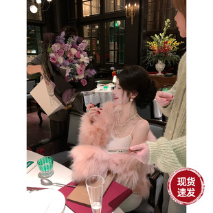 网红贵族粉色短款 2025冬装 白貉兔毛草草外套 尼克朱迪 Sun雅乔