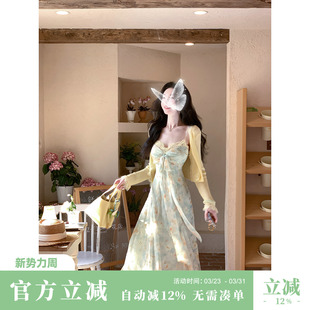 田园风碎花A字裙短袖 Sun雅乔 本夏季 两个版 吊带连衣长裙 小确幸