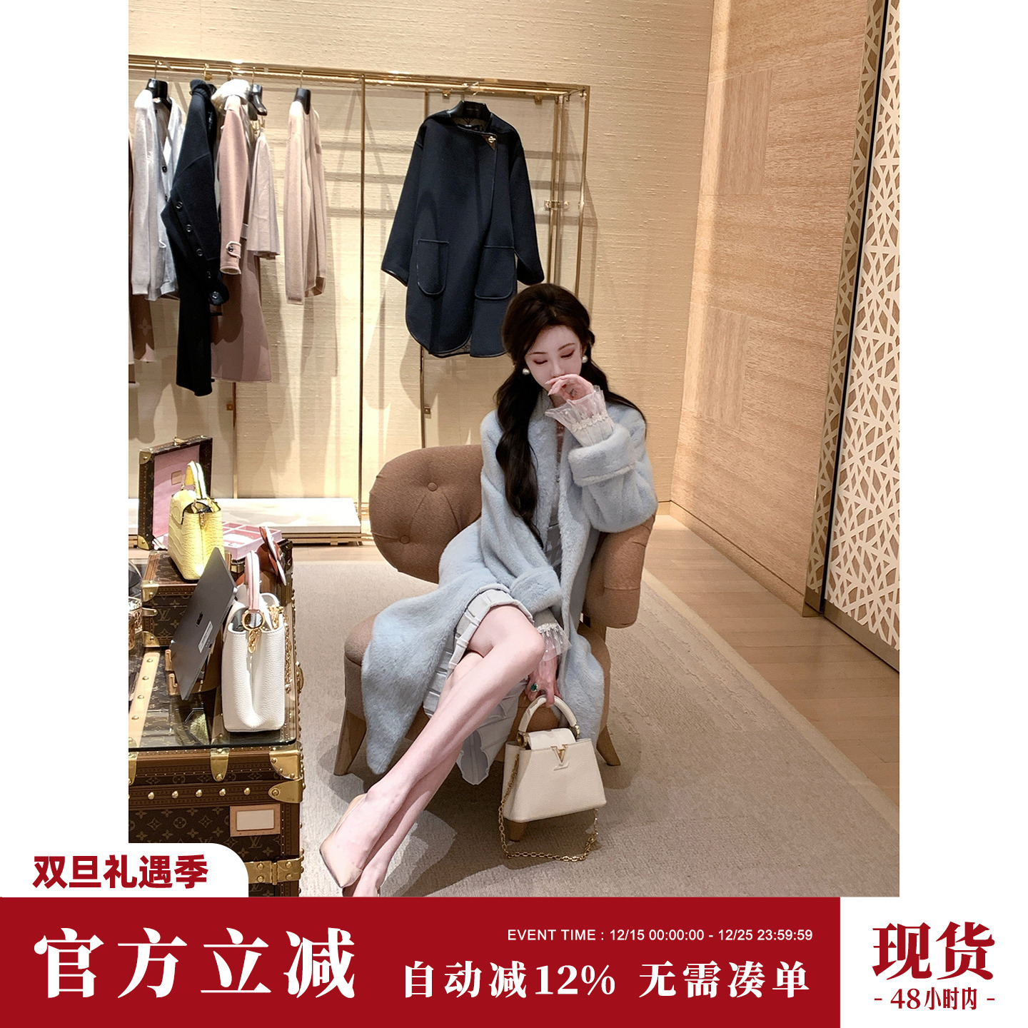 雅乔【禾木暖心】2025冬装棉袄环保草草仿羊羔毛毛皮毛一体外套女