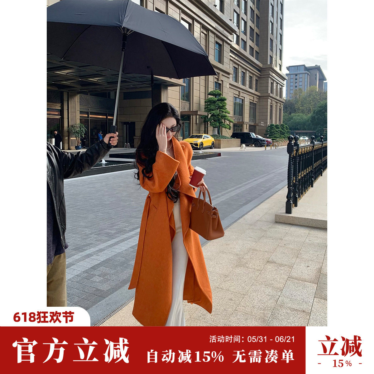 Sun雅乔【隐世贵族】冬季长袖双面呢羊毛兔绒桑蚕丝毛呢大衣外套