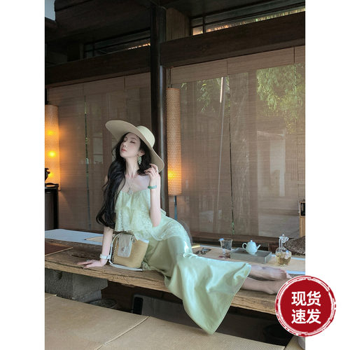 Sun雅乔【精灵海半裙】夏季气质优雅绿色缎面半身裙包臀鱼尾长裙