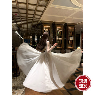 长袖 秋冬新款 网纱网纱烫钻蕾丝拼大摆连衣裙 白昼遐想 Sun雅乔