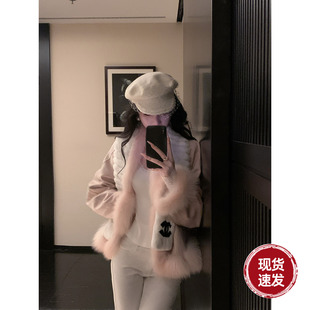 进口高档狐狸毛领麂皮绒派克鹅绒服外套 冬装 Sun雅乔 玉面奶芙