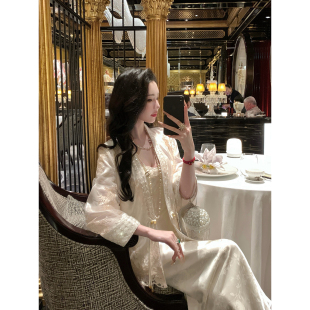 国风外套 重工蕾丝刺绣新中式 吊带鱼尾连衣裙 明月皎皎 Sun雅乔