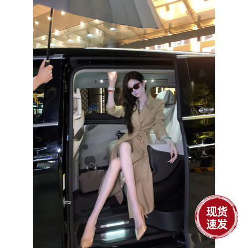 Sun雅乔【切尔西】秋装长短款时尚双排扣收腰双排扣卡其风衣外套