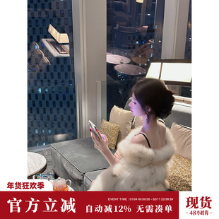 雅乔【九尾狐】高级saga皮草进口斑点貉子毛拼狐狸毛贵妇斗篷外套