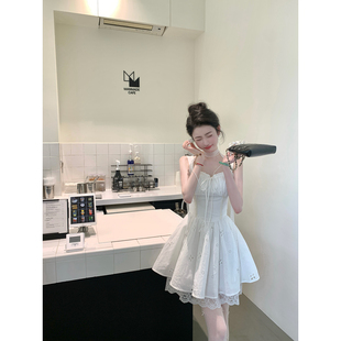 Sun雅乔【春日小白花】2026春夏新款甜辣棉刺绣小白裙短款连衣裙