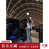 女高腰显瘦复古喇叭长裤 Sun雅乔 女 时尚 亮闪烫钻牛仔裤 秋装 新款