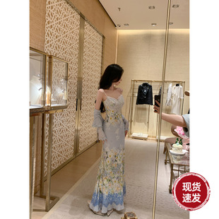 修身 Sun雅乔 秘密花园高定版 夏季 轻奢印花桑蚕丝裙 连衣裙时尚