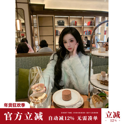 雅乔【托斯卡纳珍宝】秋冬进口轻奢贵妇羊毛皮毛一体皮草外套女