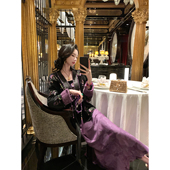 吊带 牡丹刺绣丝绒外套 暗纹提花斜裁半身裙 紫气东来 Sun雅乔