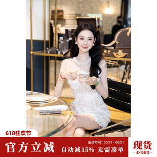 Sun雅乔【偏偏宠爱】双版本长短款轻奢重工水溶蕾丝立体花连衣裙