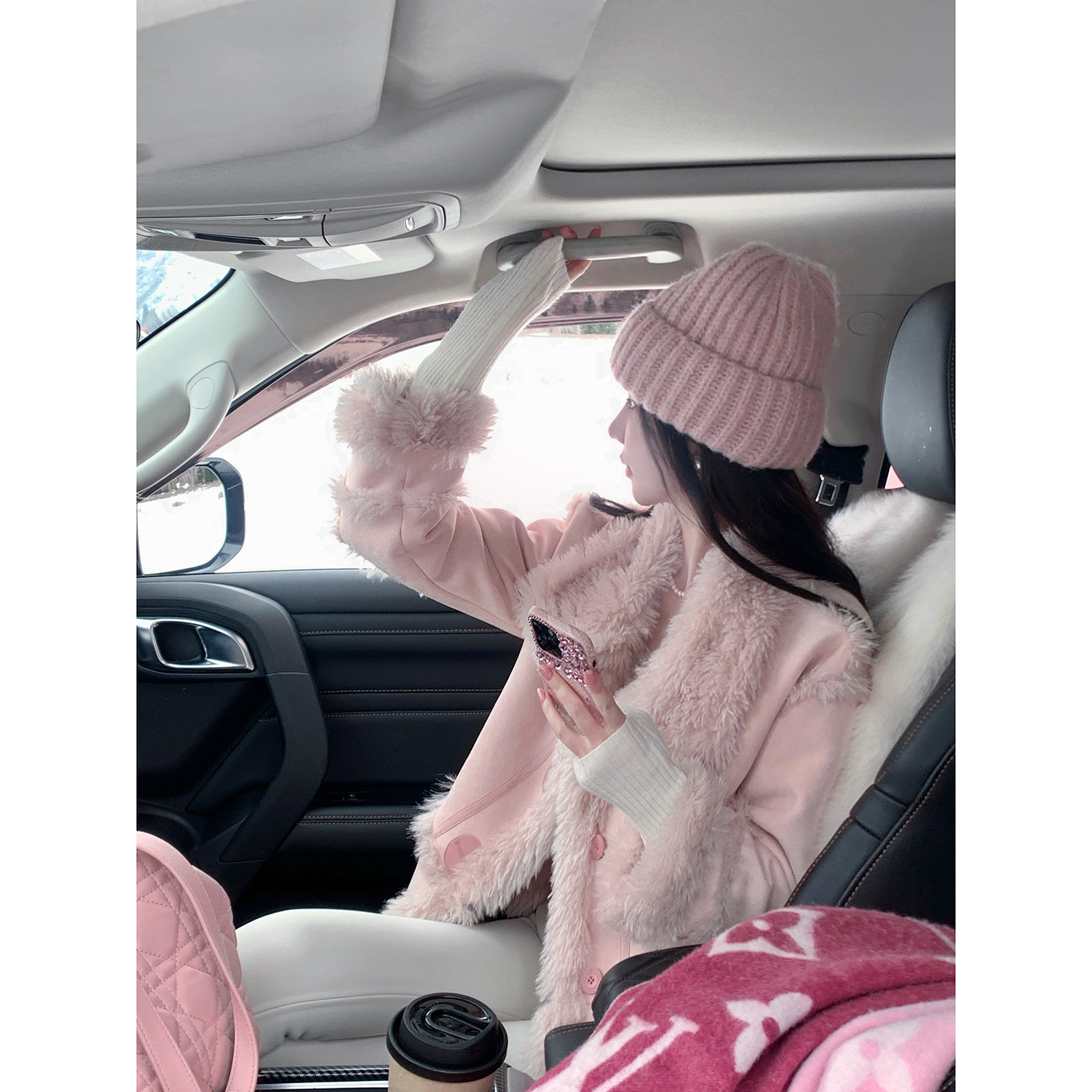 Sun雅乔【舒芙蕾】冬季加厚保暖仿羊羔毛麂皮绒皮毛一体短外套女