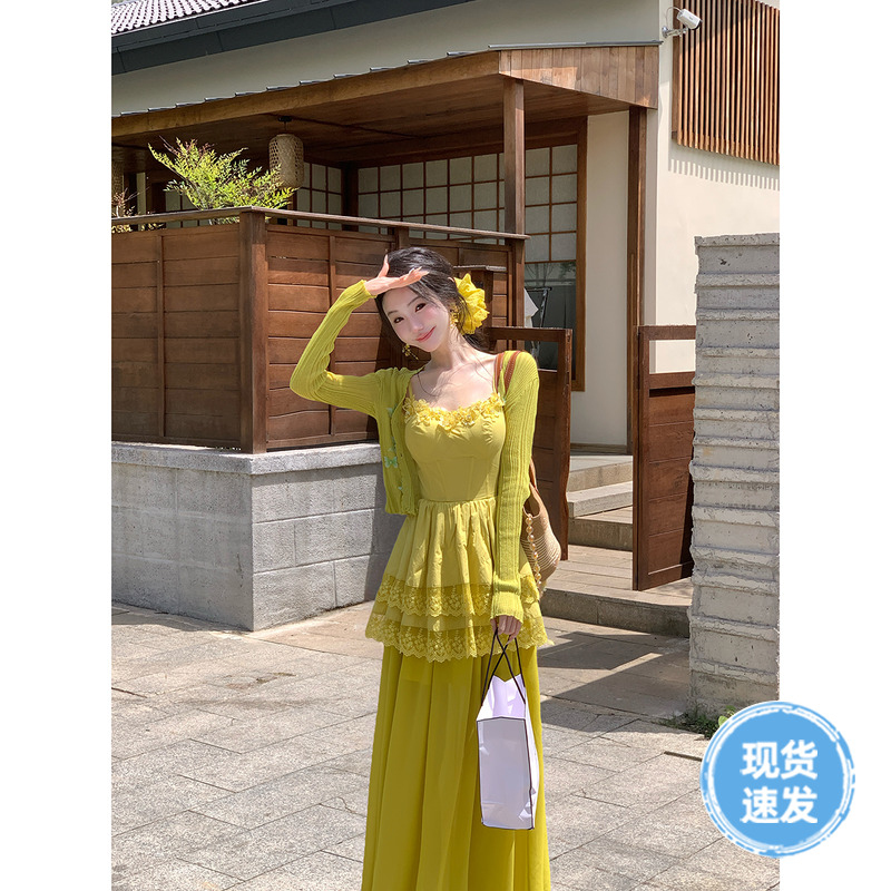 Sun雅乔【漫花甜梦外披】夏季长袖针织空调衫绿色蝴蝶开衫外套女