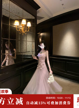 雅乔【科莫多仙境】夏季减龄少女网纱立体花朵上衣半身裙两件套装