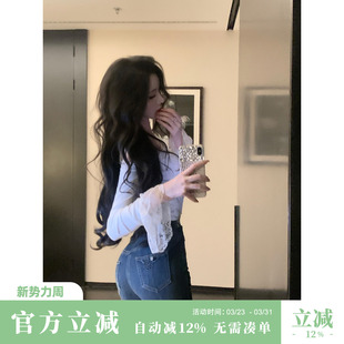 漫画腿精裤 女高腰小脚裤 秋冬新款 烫钻加绒牛仔裤 修身 Sun雅乔