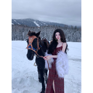 Sun雅乔 红色亮片连衣裙 绝美玫瑰