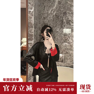 Sun雅乔【绝代芳华】黑红新中式国风外套马面裙竹叶半身裙两件套