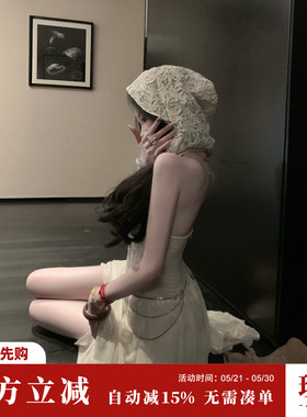 Sun雅乔【巴赫旧约】重工蕾丝刺绣网纱连帽连衣裙