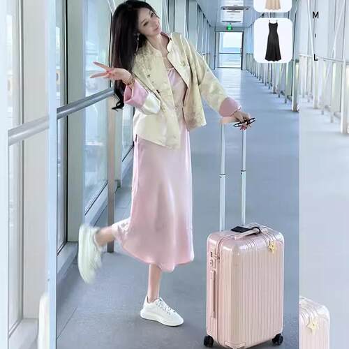 Sun雅乔春夏新款国风吊带长裙醋酸名媛连衣裙复古轻奢高档女装裙