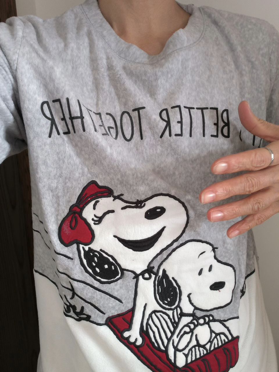 SML史努比oysho灰色法兰绒家居上衣长袖