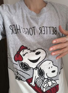 SML史努比oysho灰色法兰绒家居上衣长袖