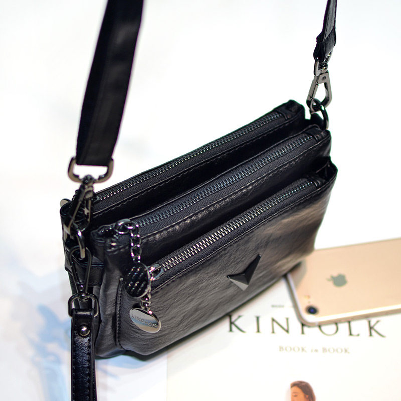 OULUYA洋气质女士春夏软皮三层包休闲小羊皮单肩斜挎包手拿包小包