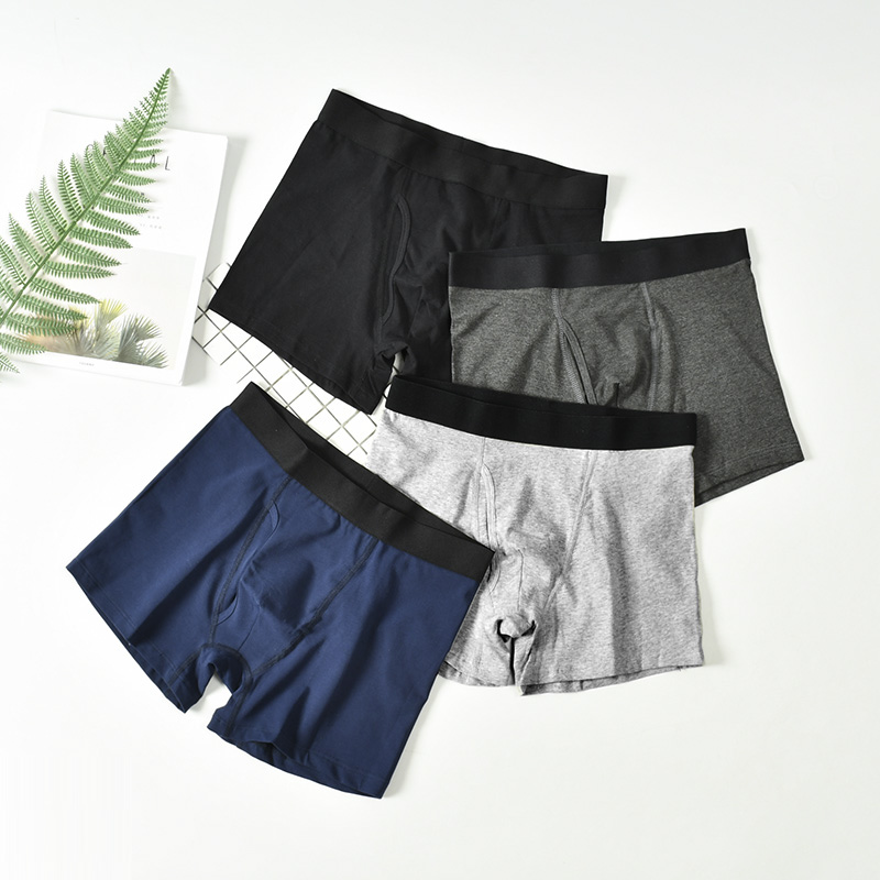 男士前开口纯棉内裤四季纯色