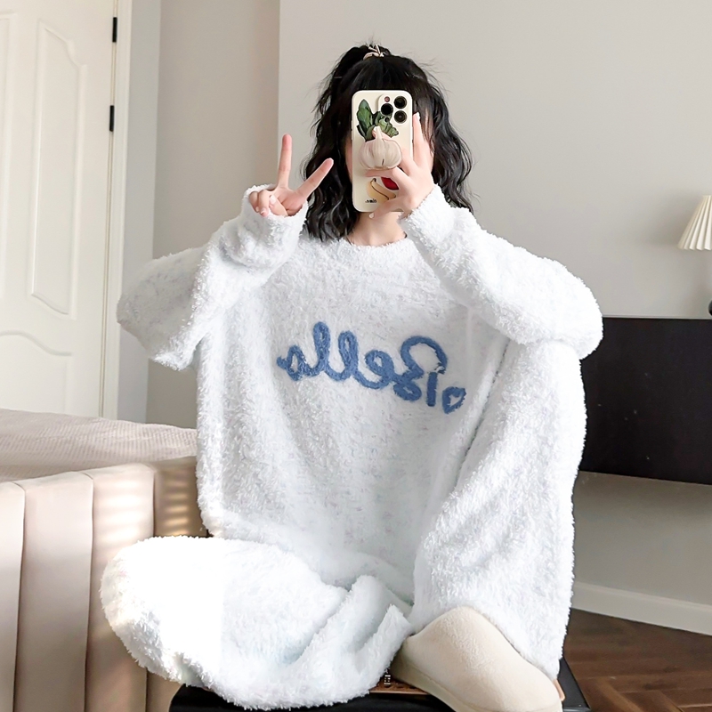 日系冬天简约家居服女舒适软绵绵